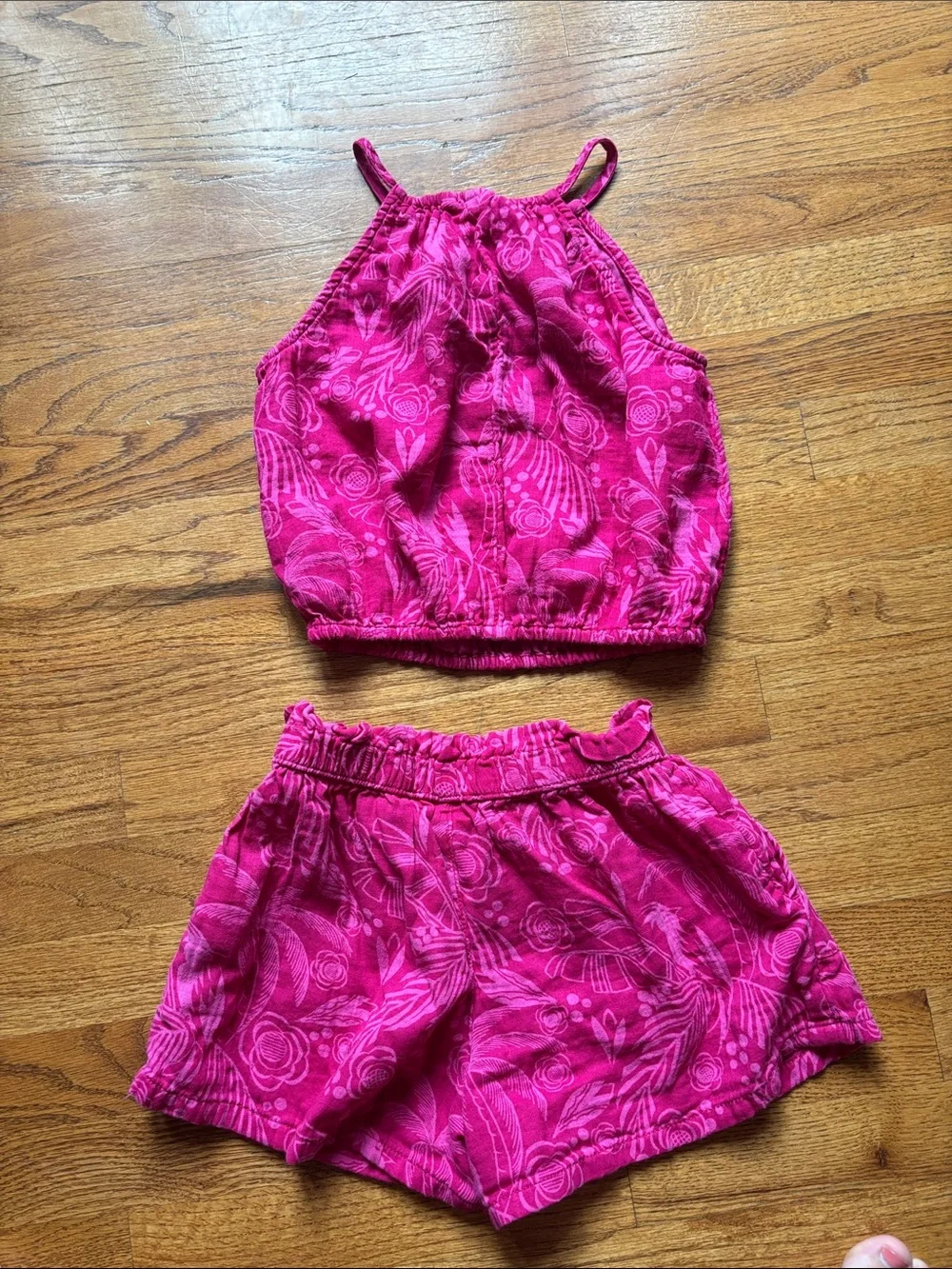 GAP Kids Hot Pink Floral Elastic Waist Shorts Set